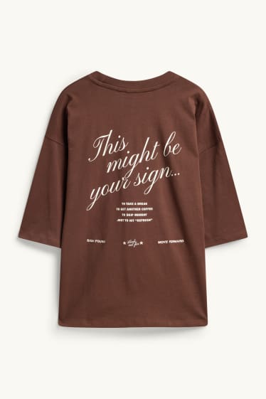 Women - T-shirt - oversized - brown