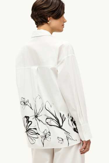 Dames - Blouse - gebloemd - wit
