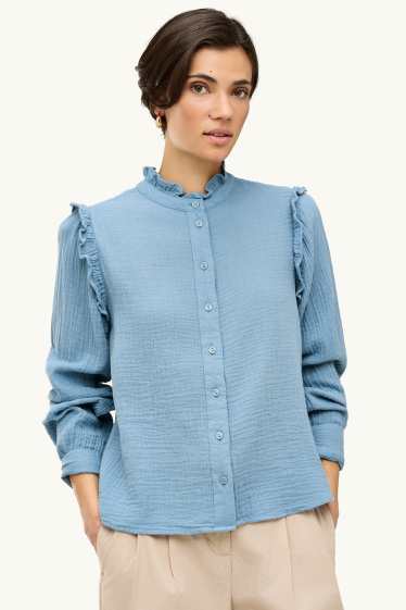 Donna - Blusa di mussola - blu