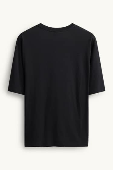 Pánské - Tričko - oversized - černá
