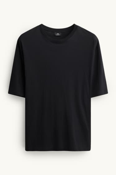 Pánské - Tričko - oversized - černá