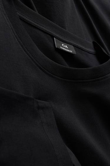 Pánské - Tričko - oversized - černá