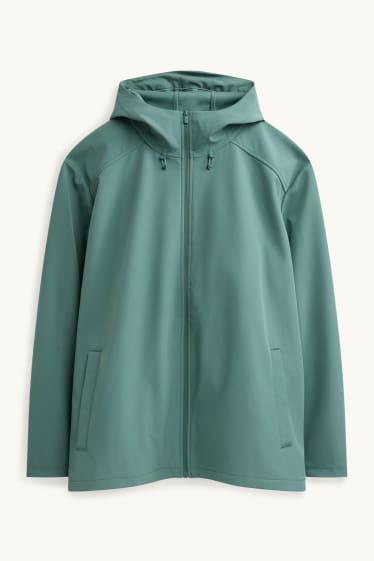 Hommes - Veste à coquille souple avec capuche - finition déperlante - 4 Way Stretch - vert