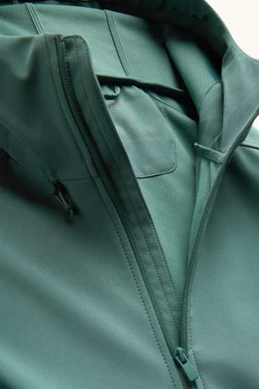 Hommes - Veste à coquille souple avec capuche - finition déperlante - 4 Way Stretch - vert