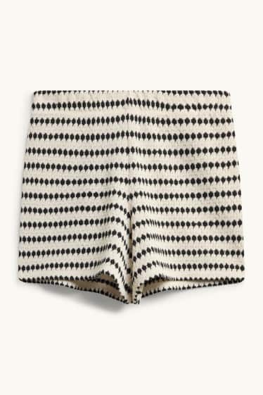 Dames - Sweatshorts - crèmekleurig