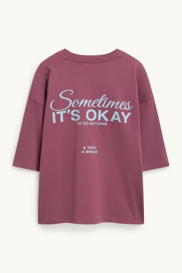 Damen - T-Shirt - Oversized - bordeaux