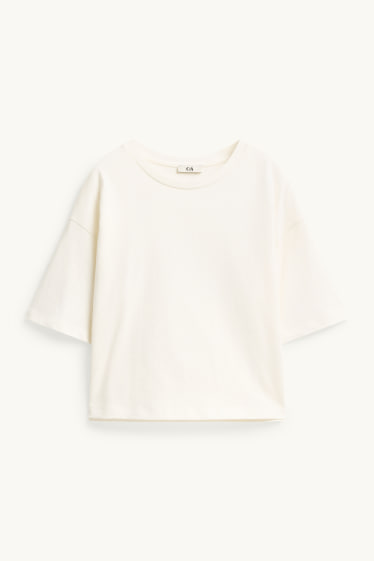 Damen - T-Shirt - Relaxed Fit - cremefarben