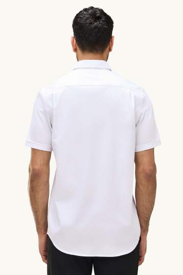 Hombre - Camisa de oficina - regular fit - Kent - con textura - blanco