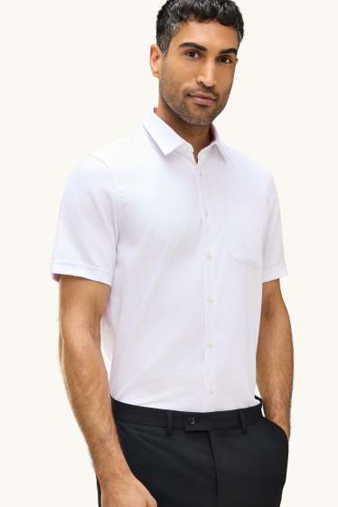 Hombre - Camisa de oficina - regular fit - Kent - con textura - blanco
