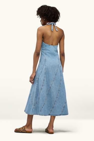 Donna - Vestito di jeans con scollo a V - jeans blu
