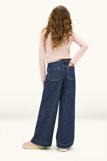 Nena - Wide leg jeans amb cinturó - LYCRA® - texà blau fosc