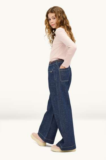 Nena - Wide leg jeans amb cinturó - LYCRA® - texà blau fosc