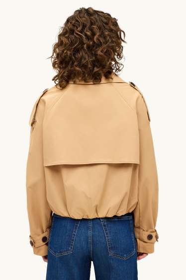 Damen - Crop Trenchcoat - hellbraun
