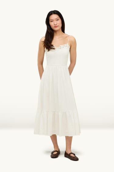 Damen - Fit & Flare Kleid - weiß