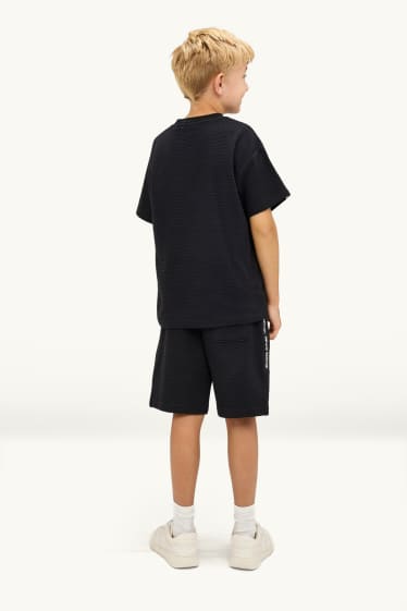 Kinder Buben - Sweatshorts - strukturiert - schwarz