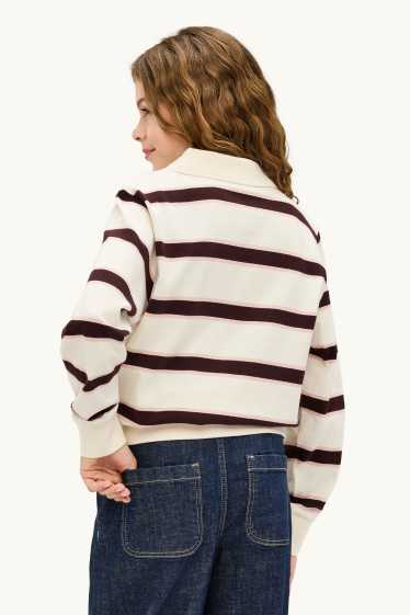Enfants filles - Polo - à rayures - marron / blanc crème