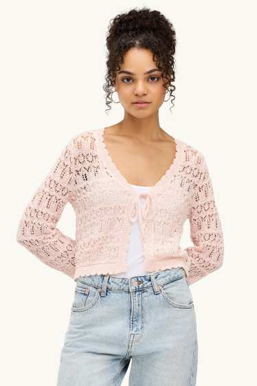 Dames - Gebreid vest - roze