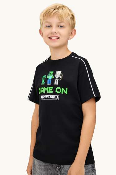 Kinder Buben - Minecraft - Kurzarmshirt - schwarz