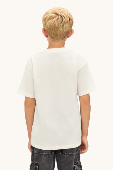Children Boys - Short sleeve T-shirt - textured - white