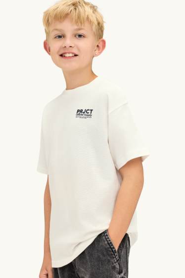 Children Boys - Short sleeve T-shirt - textured - white