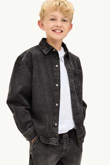 Kinderen: jongens - Spijkerblouse - jeansdonkergrijs