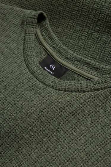 Herren - T-Shirt - Relaxed Fit - strukturiert - grün