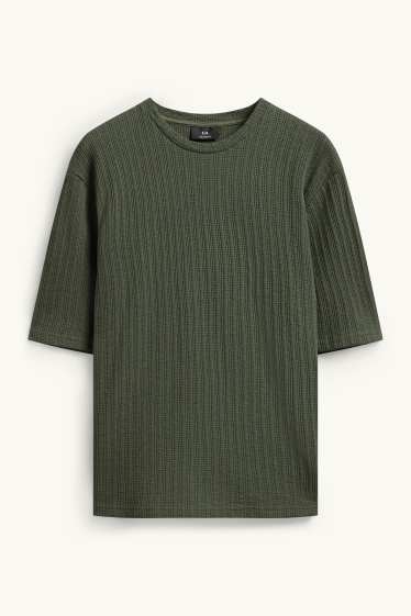 Herren - T-Shirt - Relaxed Fit - strukturiert - grün