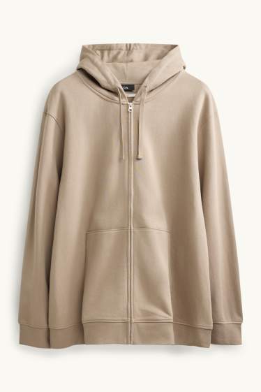 Hommes - Sweat zippé à capuche - beige