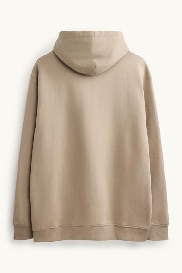 Hommes - Sweat zippé à capuche - beige