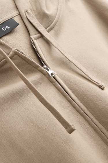 Hommes - Sweat zippé à capuche - beige