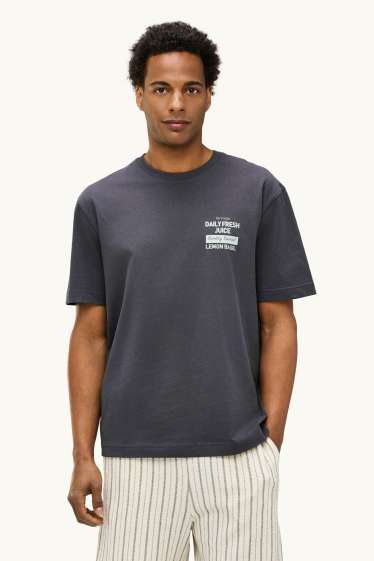 Heren - T-shirt - relaxed fit - donkergrijs