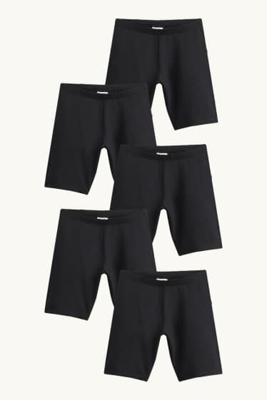 Kinder Mädchen - Multipack 5er - Radlerhose - schwarz