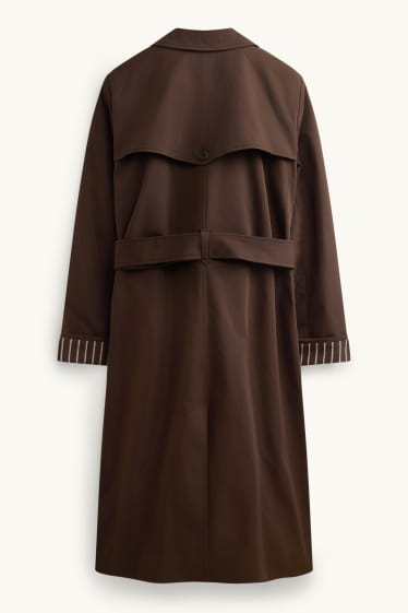 Donna - Trench con cintura - idrorepellente - marrone scuro