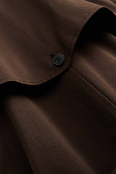 Donna - Trench con cintura - idrorepellente - marrone scuro