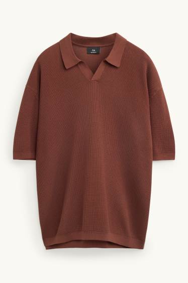 Herren - Poloshirt - Relaxed Fit - strukturiert - rostbraun