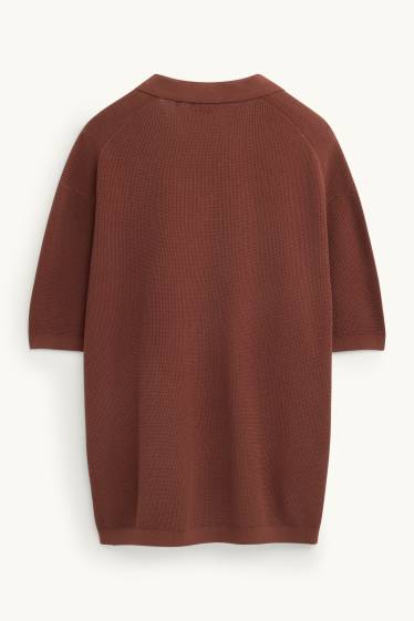 Herren - Poloshirt - Relaxed Fit - strukturiert - rostbraun