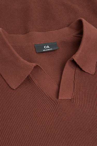 Herren - Poloshirt - Relaxed Fit - strukturiert - rostbraun