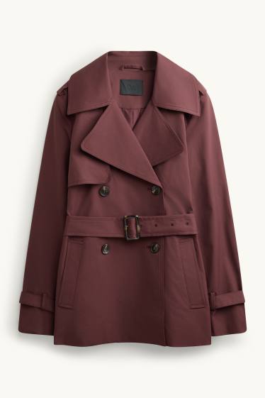 Damen - Trenchcoat - wasserabweisend - bordeaux