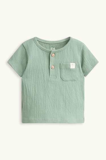 Baby Buben - Erstlingsoutfit mit Leinen-Anteil - 2 teilig - grün