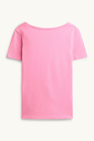 Dames - T-shirt - slim fit - fuchsiarood