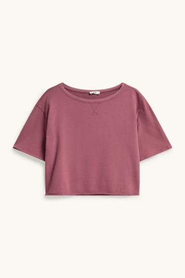 Femei - Tricou crop - supradimensionat - roșu