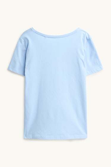 Damen - T-Shirt mit V-Ausschnitt - Slim Fit - hellblau