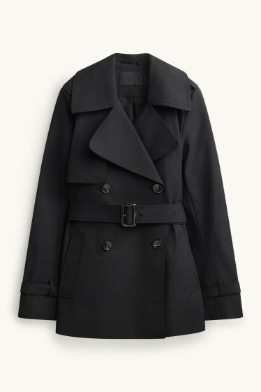 Femmes - Trenchcoat - finition déperlante - noir