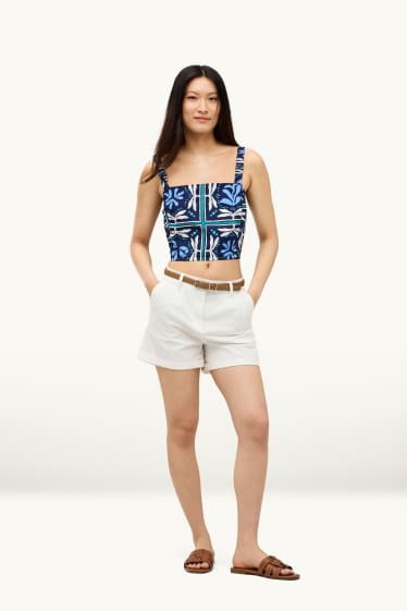 Dames - Short met riem - high waist - wit