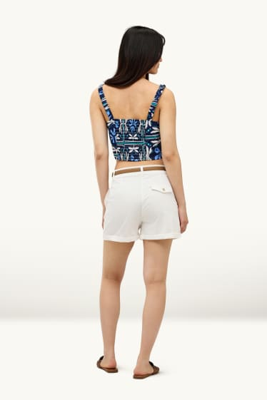 Dames - Short met riem - high waist - wit