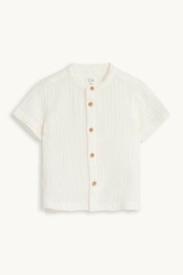 Baby Buben - Baby-Outfit mit Leinen-Anteil - 2 teilig - strukturiert - weiß / beige