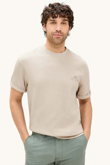 Herren - T-Shirt - Relaxed Fit - strukturiert - beige