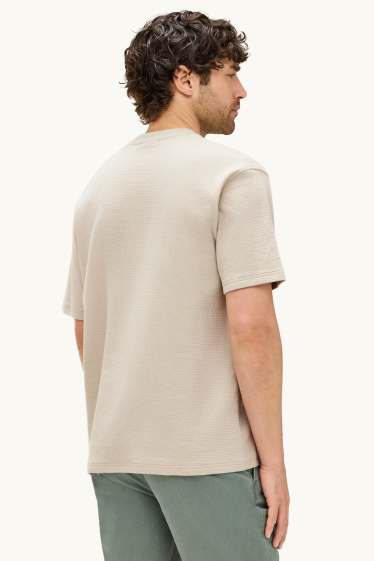 Herren - T-Shirt - Relaxed Fit - strukturiert - beige