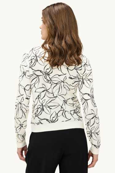 Femmes - Gilet en maille - à fleurs - blanc / noir