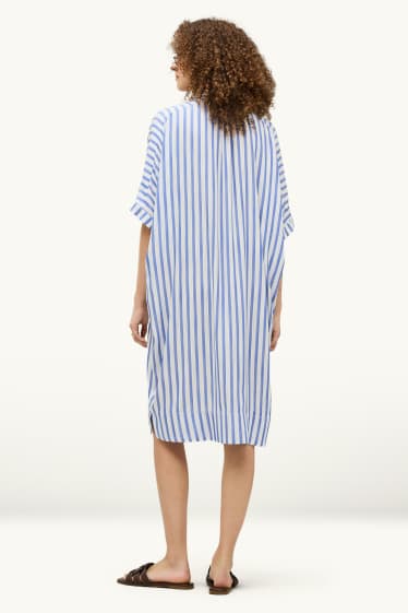 Damen - Blusenkleid - Straight Fit - gestreift - blau / weiß